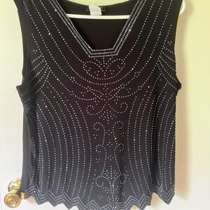 Black crop top sleeveless with rhinestones 2x